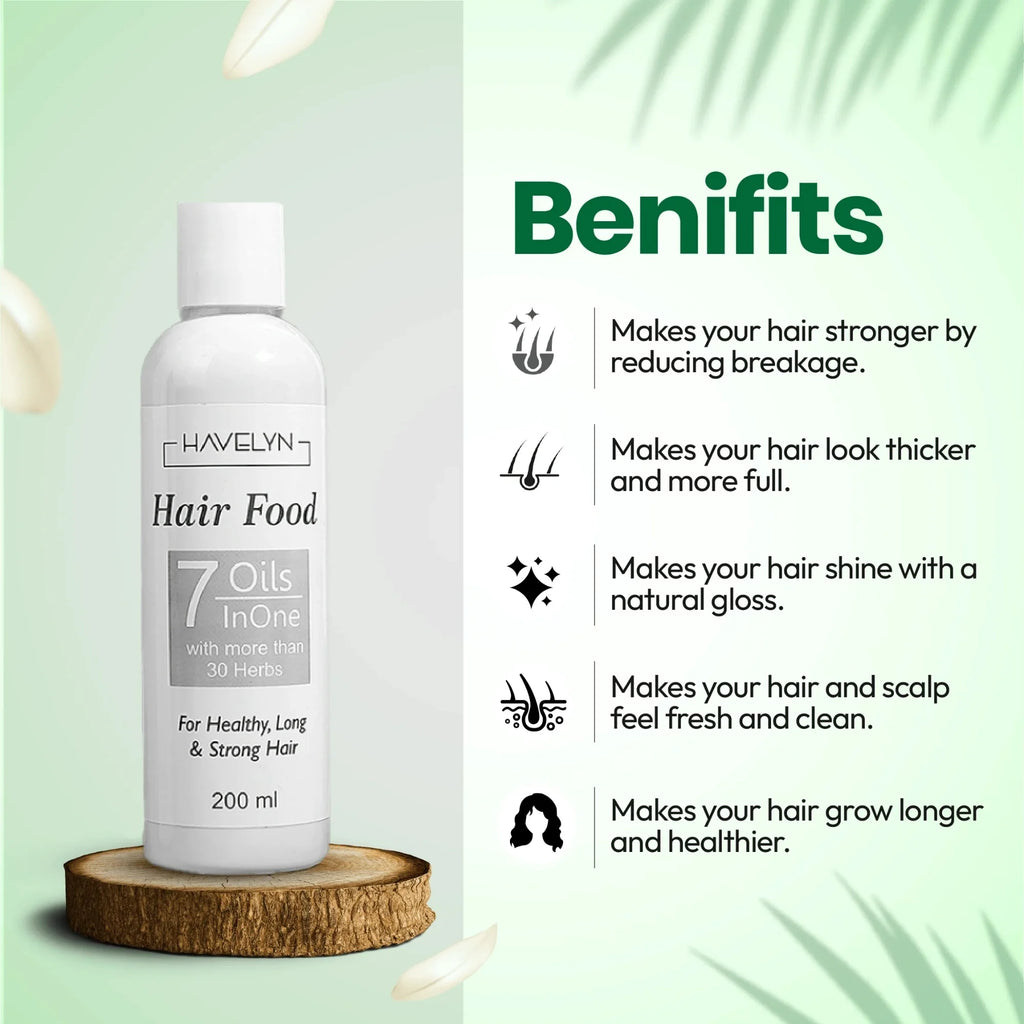 Havelyn Hair Food Oil 200ml | 7 Oils & 30+ Herbal Extracts for Strong & Healthy Hair